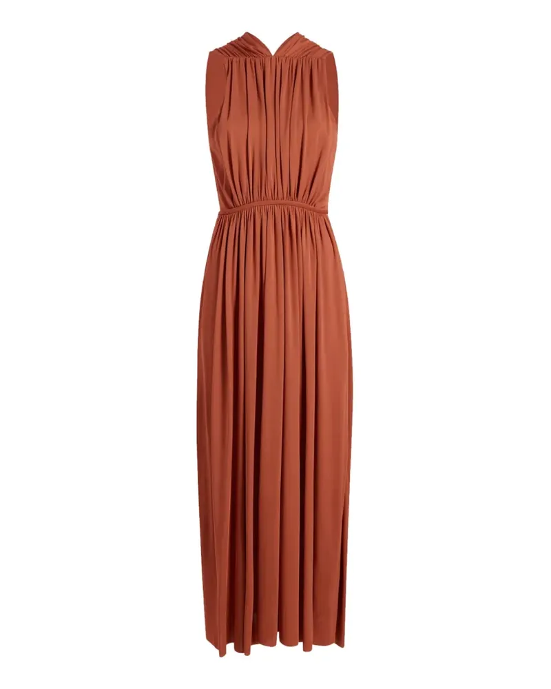 Another Tomorrow shirred cutout dress - Orange Orange