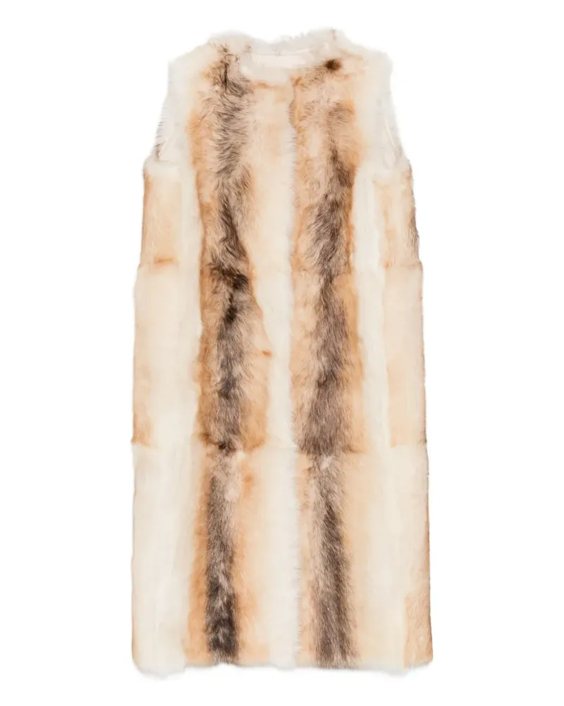 Yves Salomon Weste aus Lammshearling - Nude Nude