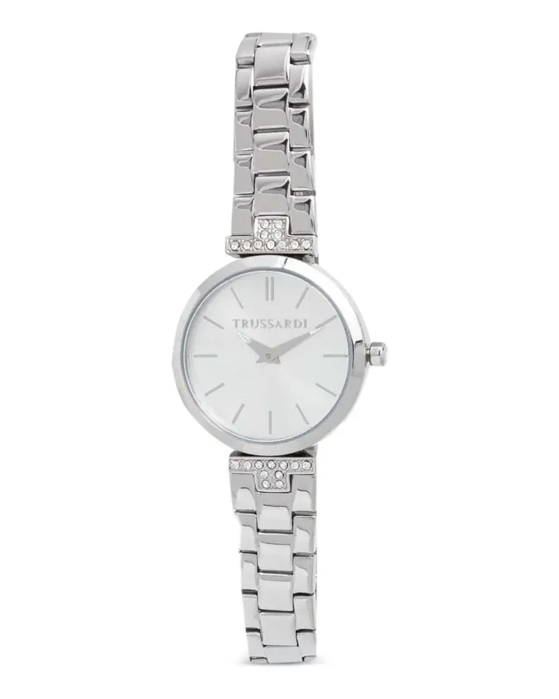 Trussardi Armbanduhr mit Kristallverzierung 30mm - Silber Silber