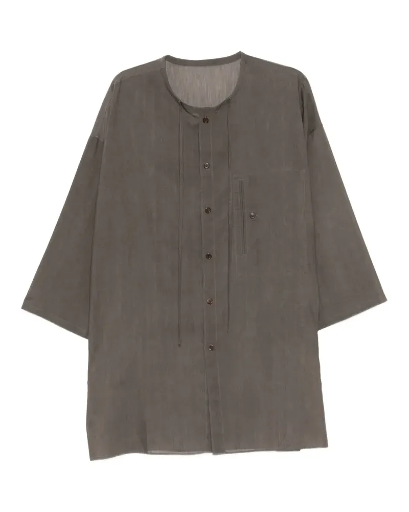 Yohji Yamamoto semi-sheer wide-sleeve shirt - Grau Grau