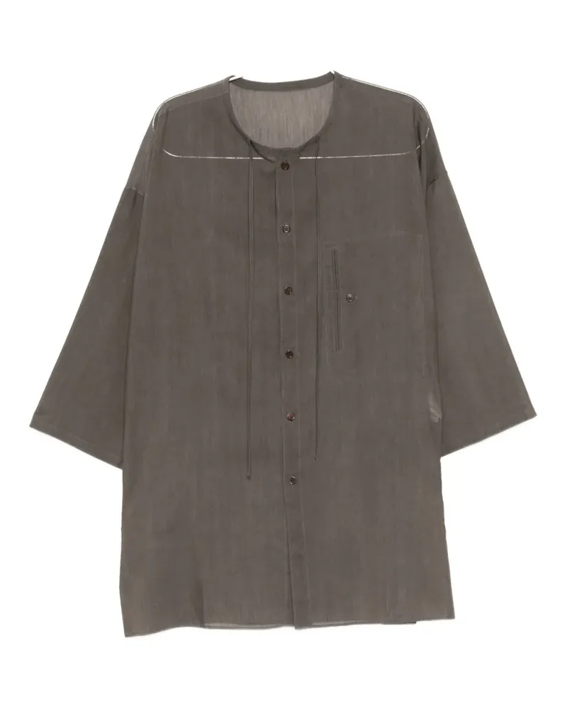 Yohji Yamamoto semi-sheer wide-sleeve shirt - Grau Grau