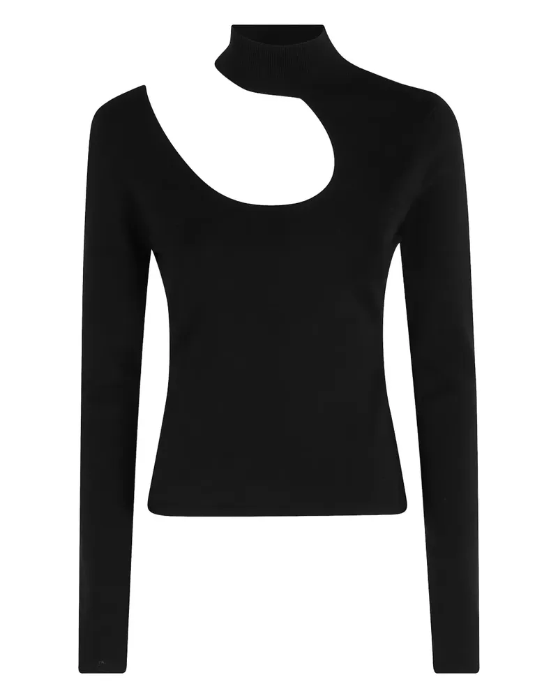 Federica Tosi Stehkragen-T-Shirt mit Cut-Out - Schwarz Schwarz