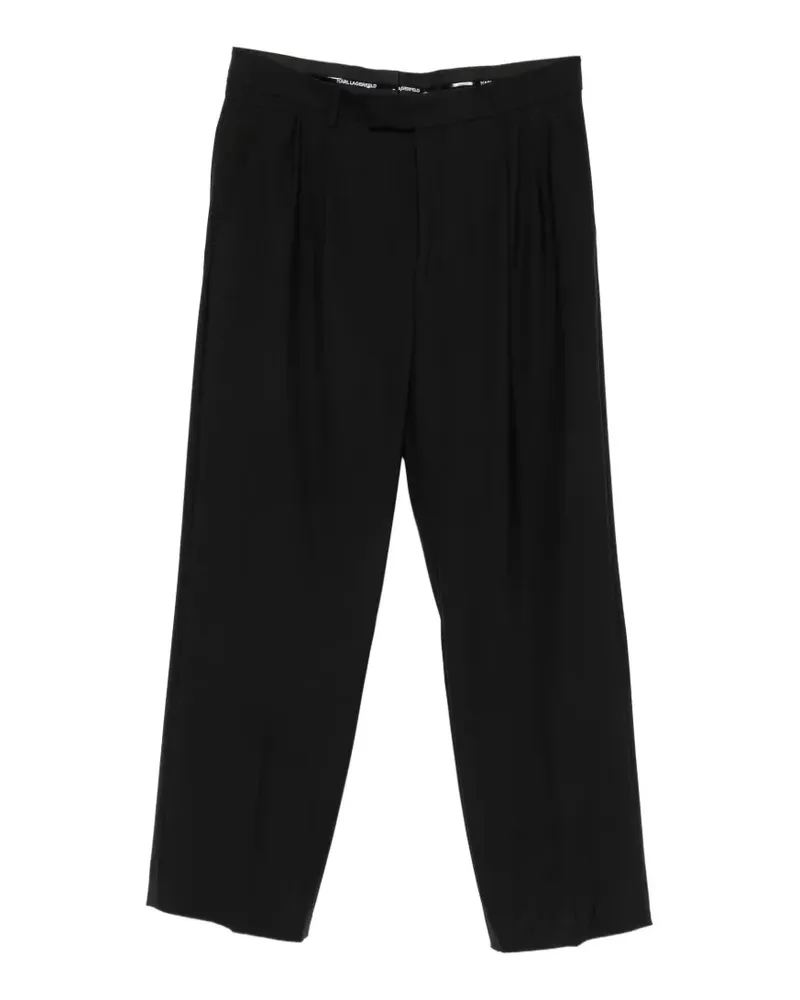 Karl Lagerfeld Wide-Leg-Hose mit Bundfalten - Schwarz Schwarz