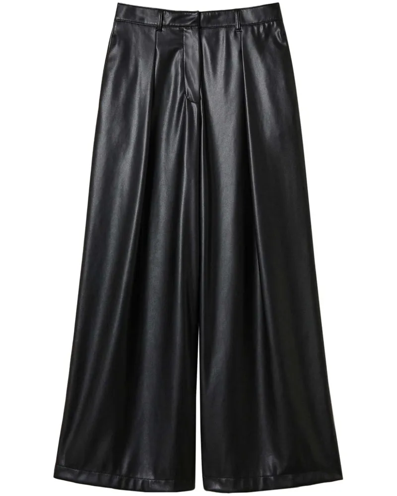 Twin-Set Weite Hose aus Faux-Leder - Schwarz Schwarz
