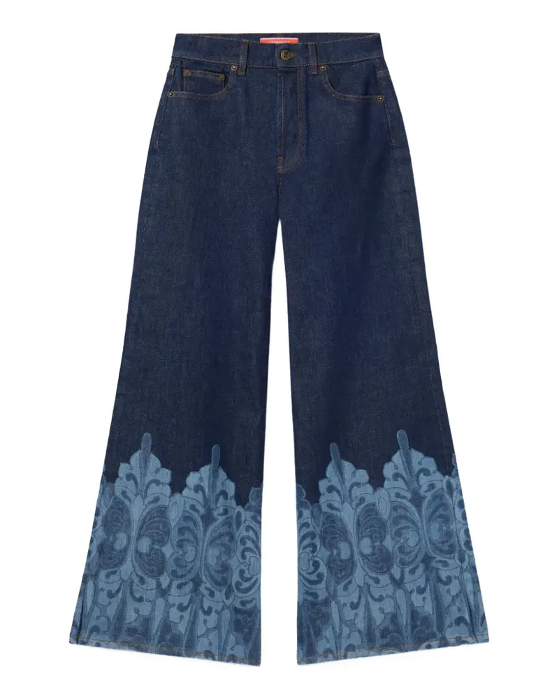 La DoubleJ Cocoon placée indigo in stretch denim The Cropped Flare jeans - Blau Blau