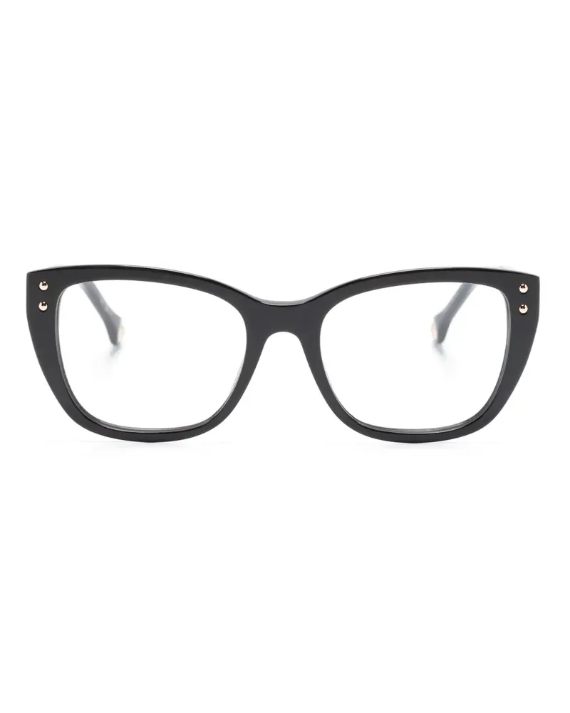 Carolina Herrera New York Eckige Sonnenbrille mit Logo - Schwarz Schwarz