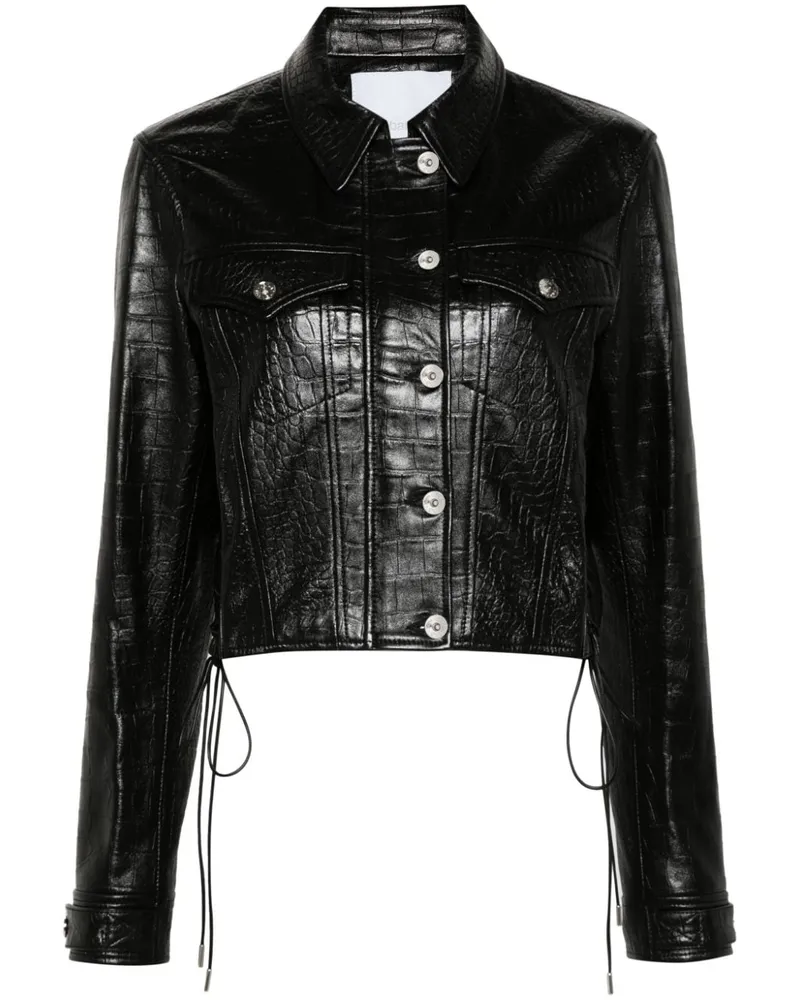 Paco Rabanne Lederjacke mit Kroko-Prägung - Schwarz Schwarz