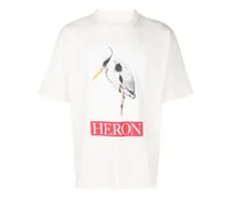 T-Shirt mit Vogel-Print - Nude