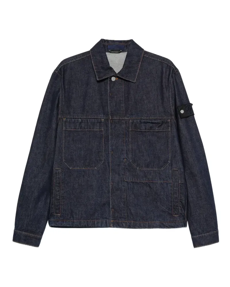 Stone Island Hemdjacke mit Kompass-Patch - Blau Blau