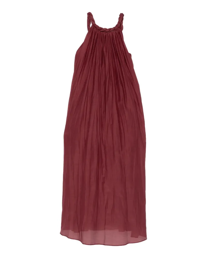 Semicouture Aura braided-neck pleated maxi dress - Rot Rot