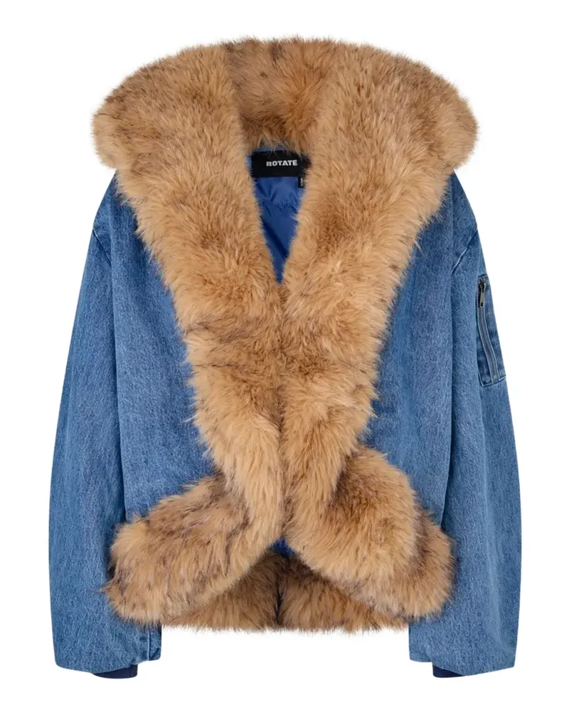 ROTATE Birger Christensen faux fur-collar bomber denim - exclusive - Blau Blau