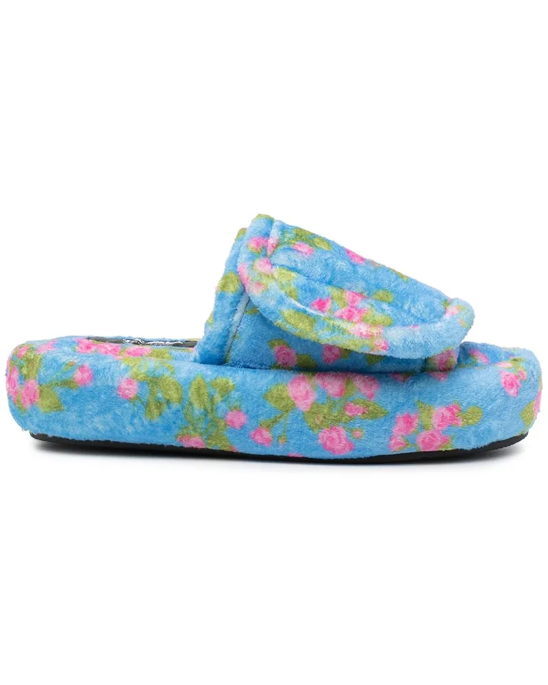 Natasha Zinko ACC Plateau-Pantoletten mit Blumen - Blau Blau