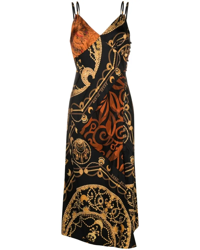 Marine Serre Camisole-Kleid aus Seide mit Print - Schwarz Schwarz