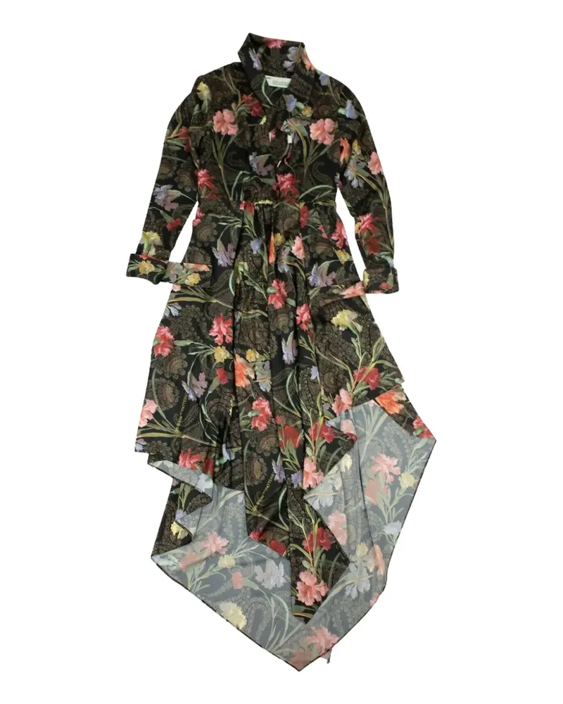 OFF-WHITE Drapiertes Midikleid mit Blumen-Print - Schwarz Schwarz