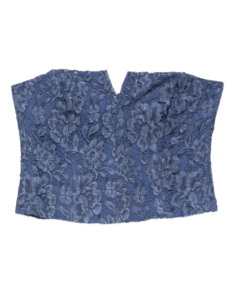 Federica Tosi floral-lace strapless top - Blau Blau