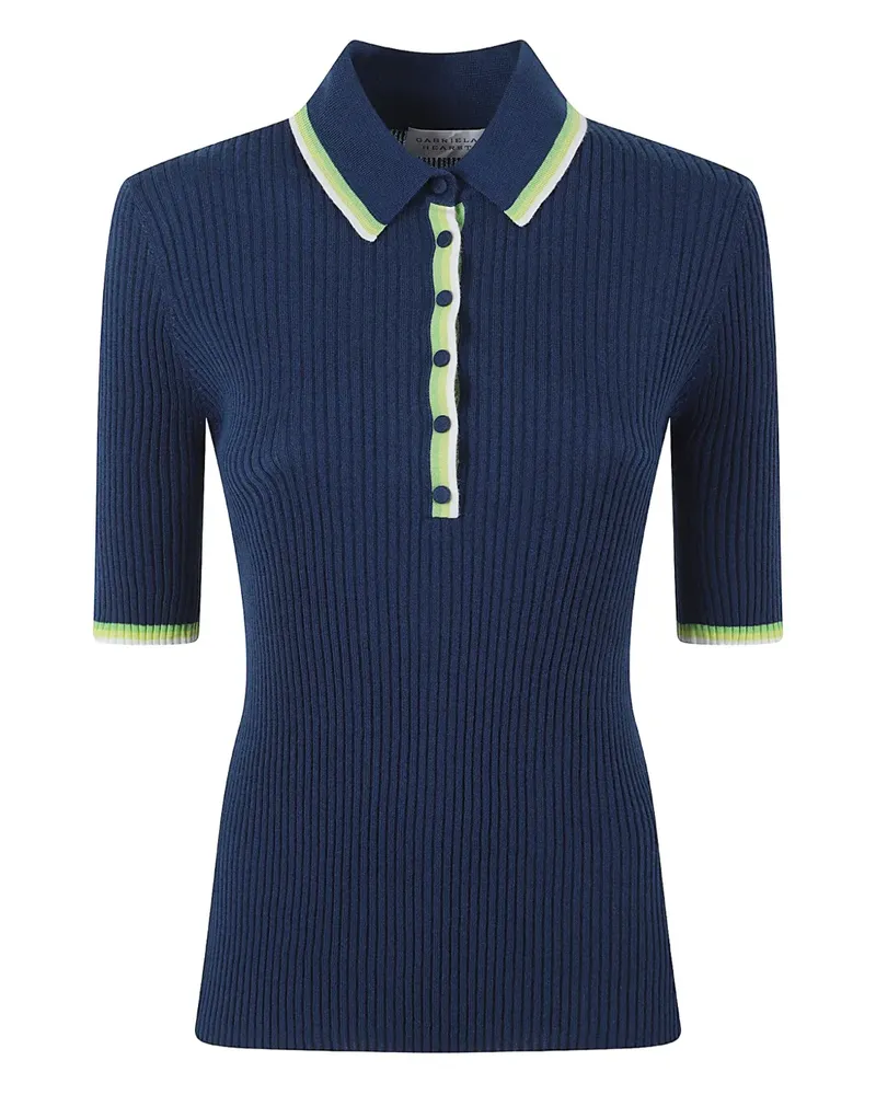 Gabriela Hearst ribbed polo top - Blau Blau