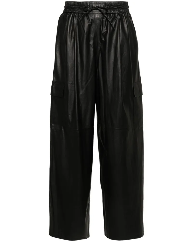 Yves Salomon Cargohose mit weitem Bein - Schwarz Schwarz