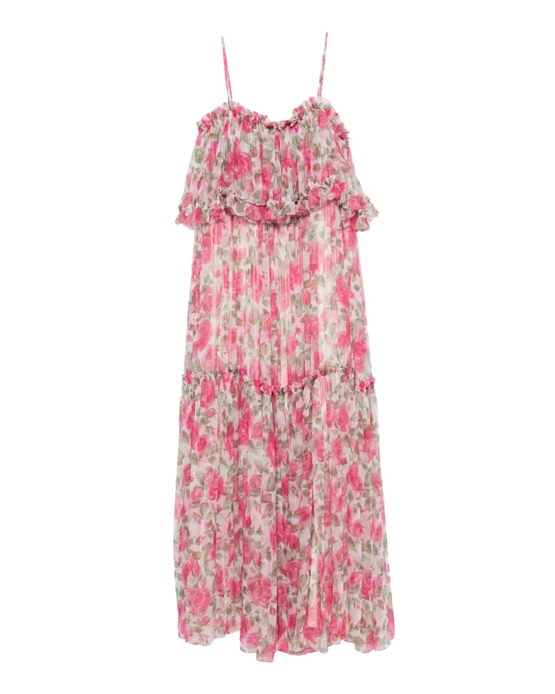 Chloé floral-print ruffled maxi dress - Rosa Rosa