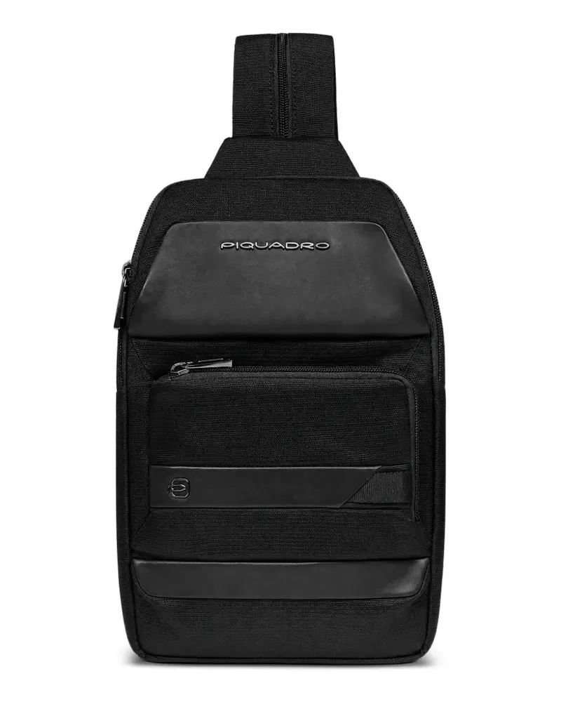 Piquadro Rucksack mit Logo-Schild - Schwarz Schwarz