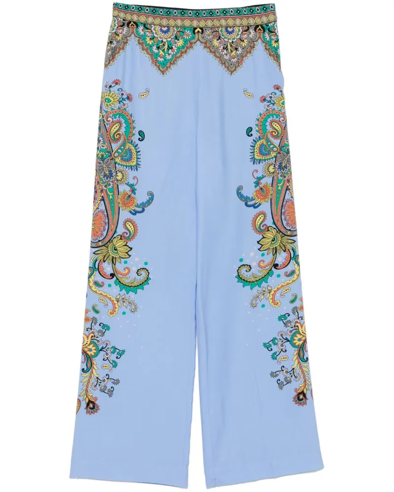 Etro Seidenhose mit Blumen-Print - Blau Blau
