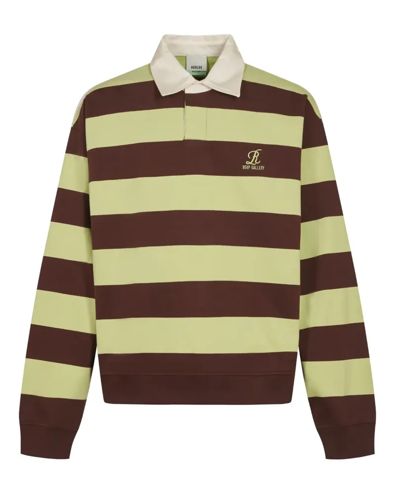 AGOLDE Gestreiftes RSVP Rugby Poloshirt - Braun Braun