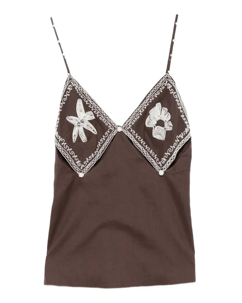 ALEMAIS Leandra Oberteil mit Blumenstickerei - Braun Braun