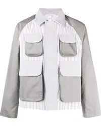 Thom Browne Gestreifte Seersucker-Jacke Grau