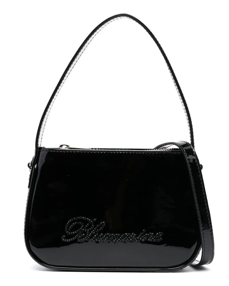 Blumarine Handtasche in Lackoptik mit Strass Schwarz