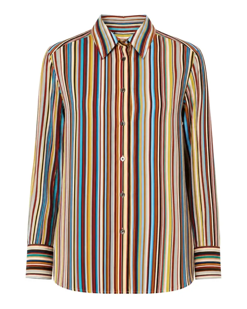 Paul Smith Artist Stripe Hemd aus Seide - Nude Nude