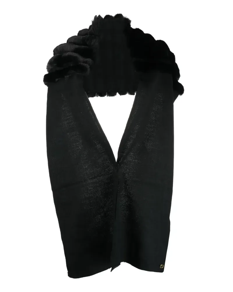 Twin-Set Schal mit Faux Fur - Schwarz Schwarz