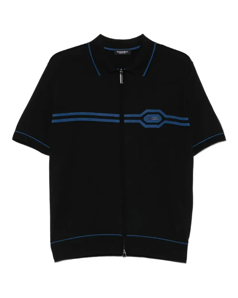 Stefano Ricci zip-fastening short-sleeve cardigan - Schwarz Schwarz