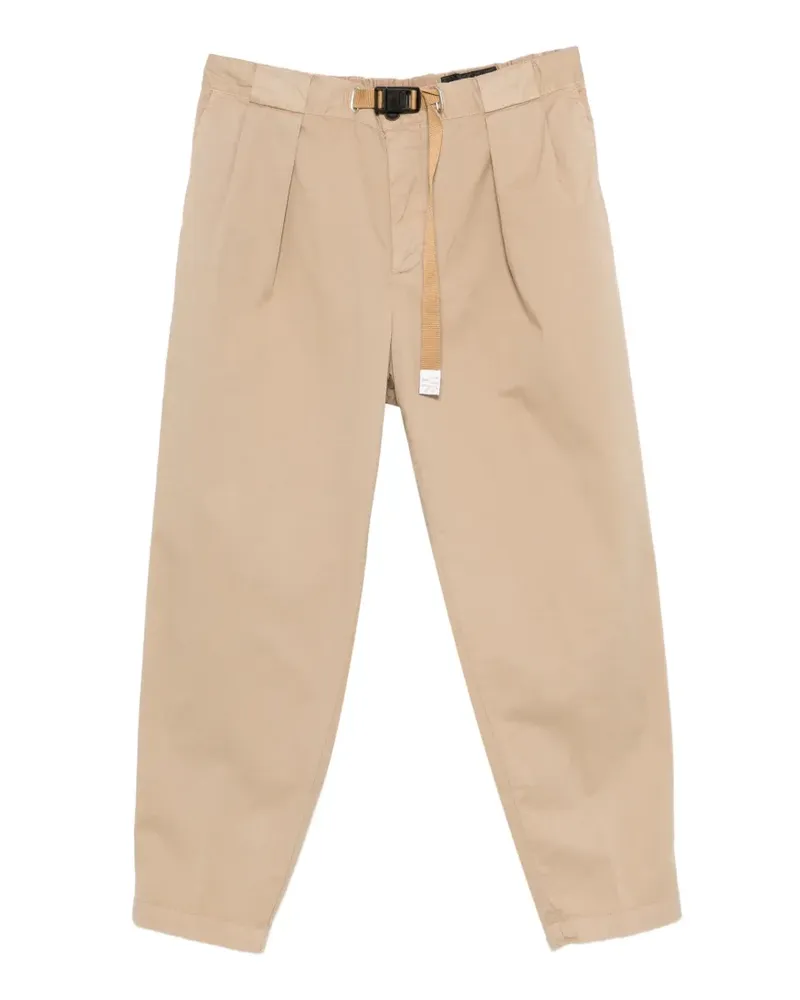 PLAN C Steve belted cotton trousers - Nude Nude