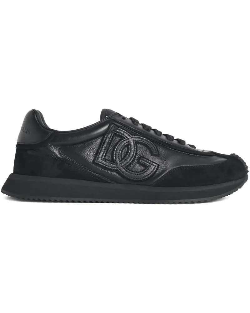 Dolce & Gabbana suede inserts embossed logo sneakers - Schwarz Schwarz