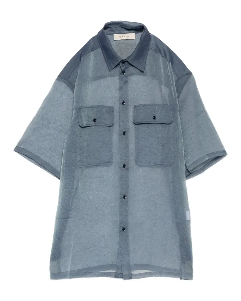 QASIMI crinkled-finish short-sleeved shirt - Blau Blau