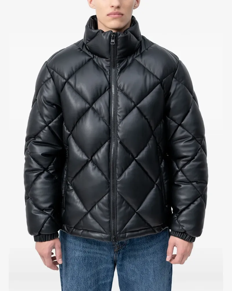 HUGO BOSS Daunenjacke mit Rautensteppung - Schwarz Schwarz