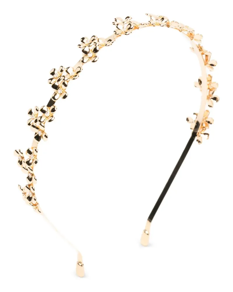 Self-Portrait floral embellished hair headband - Gold Gold