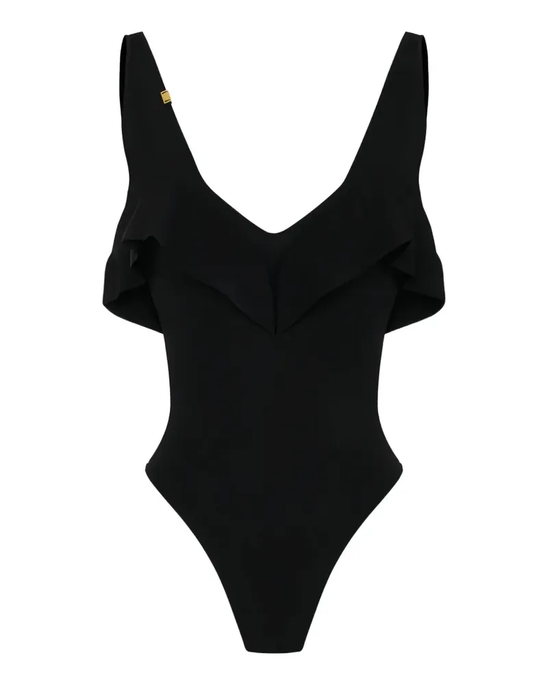 Elisabetta Franchi ruffled detail bodysuit - Schwarz Schwarz