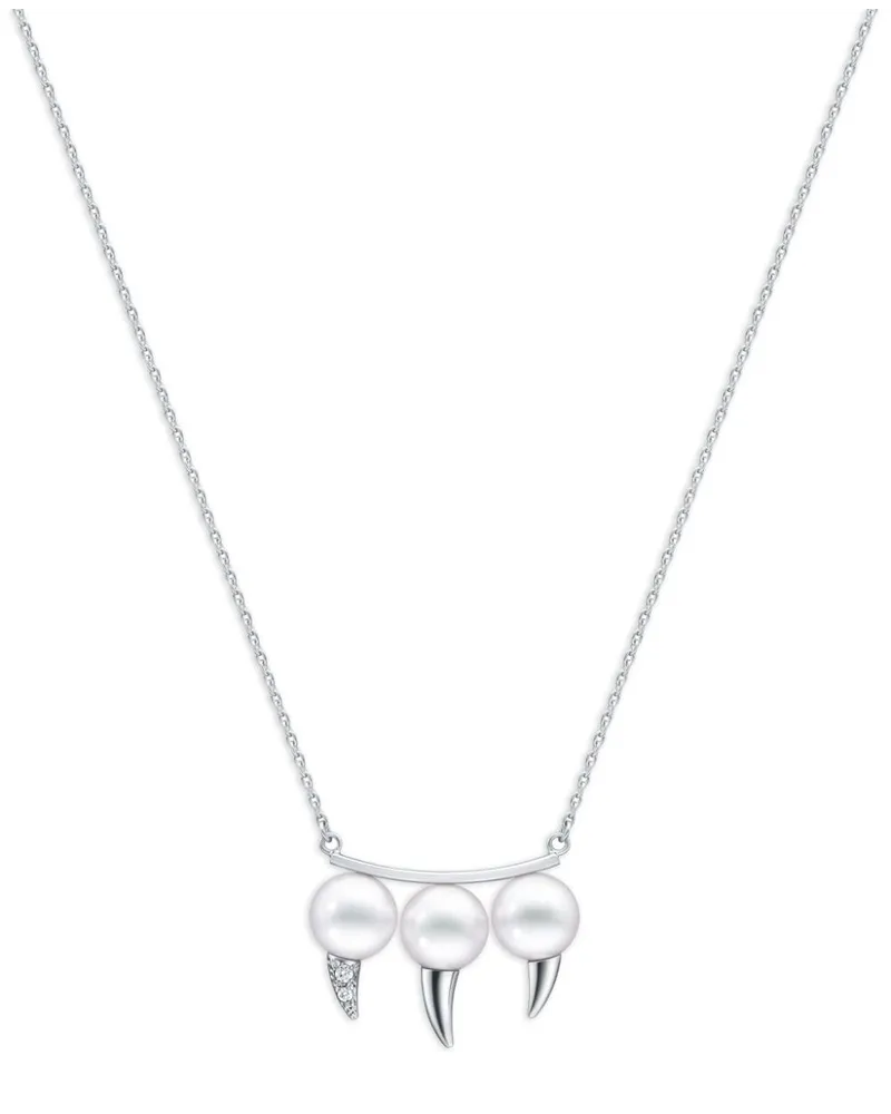 TASAKI 18kt Collection Line Fang Weißgoldkette mit Perle - Silber Silber