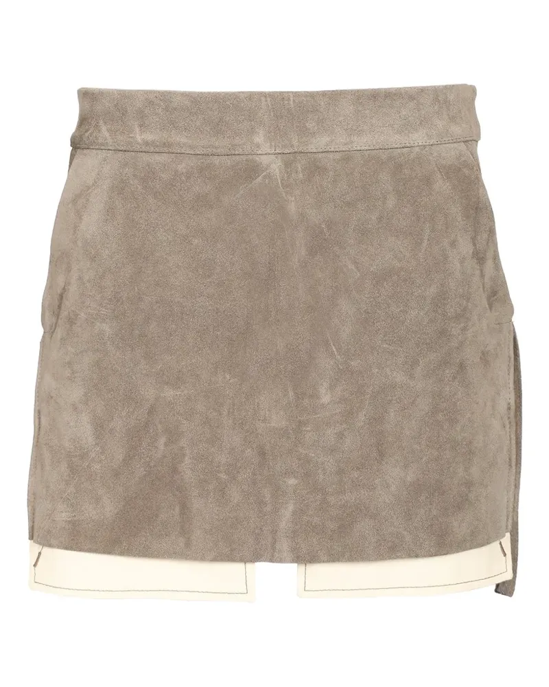 Rick Owens Fog Cut Minirock aus Wildleder im Layering-Look - Grau Grau