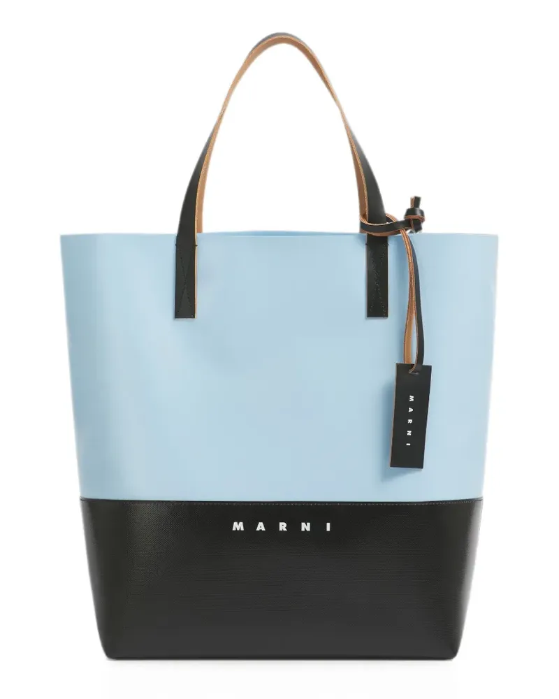 Marni logo-print colour-block tote bag - Blau Blau