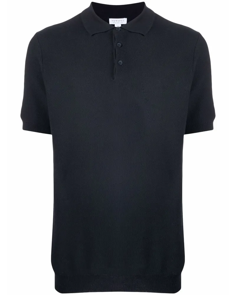 Sunspel Kurzärmeliges Poloshirt Blau