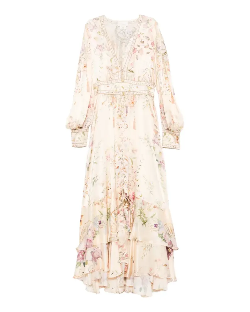 Camilla Adorned In Aranjuez floral-print silk maxi dress - Nude Nude