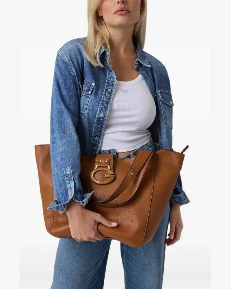 Guess Camden Tote Bag mit Logoplakette - Braun Braun