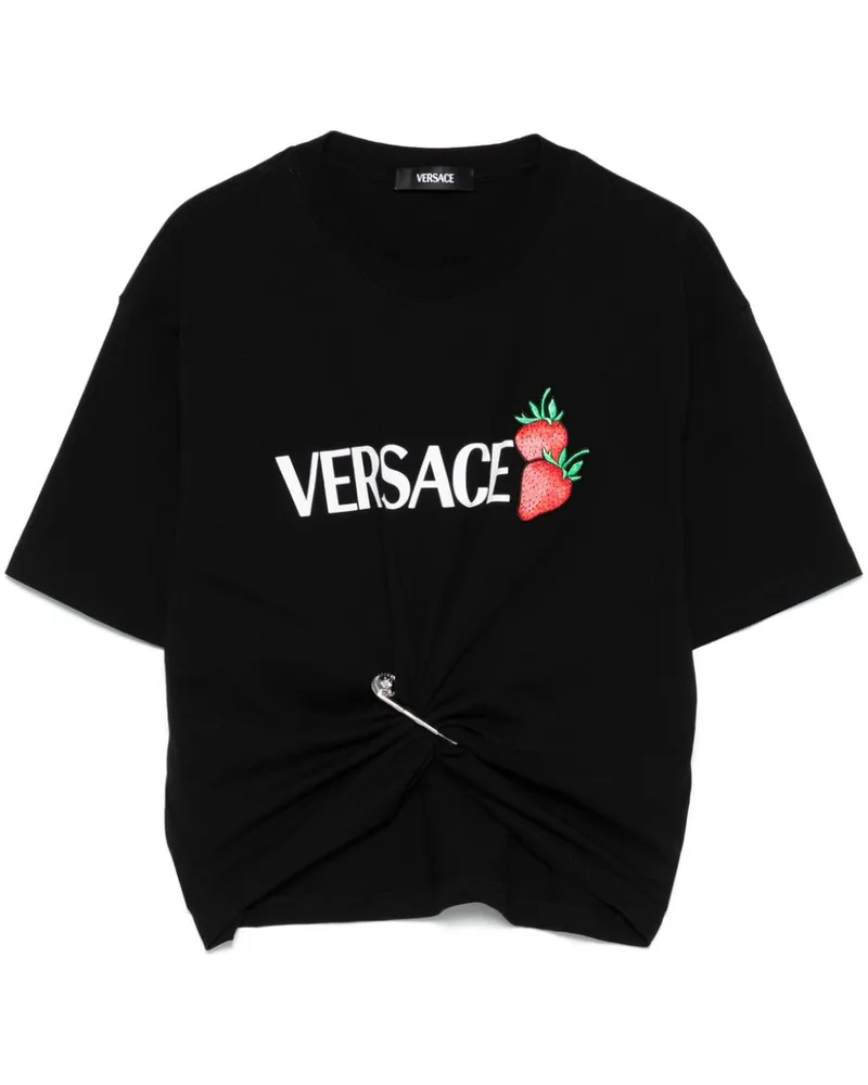 Versace Strawberry Garden Cropped-T-Shirt - Schwarz Schwarz