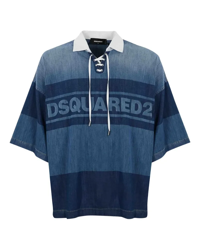 Dsquared2 Jeans-Poloshirt mit Schnürung - Blau Blau