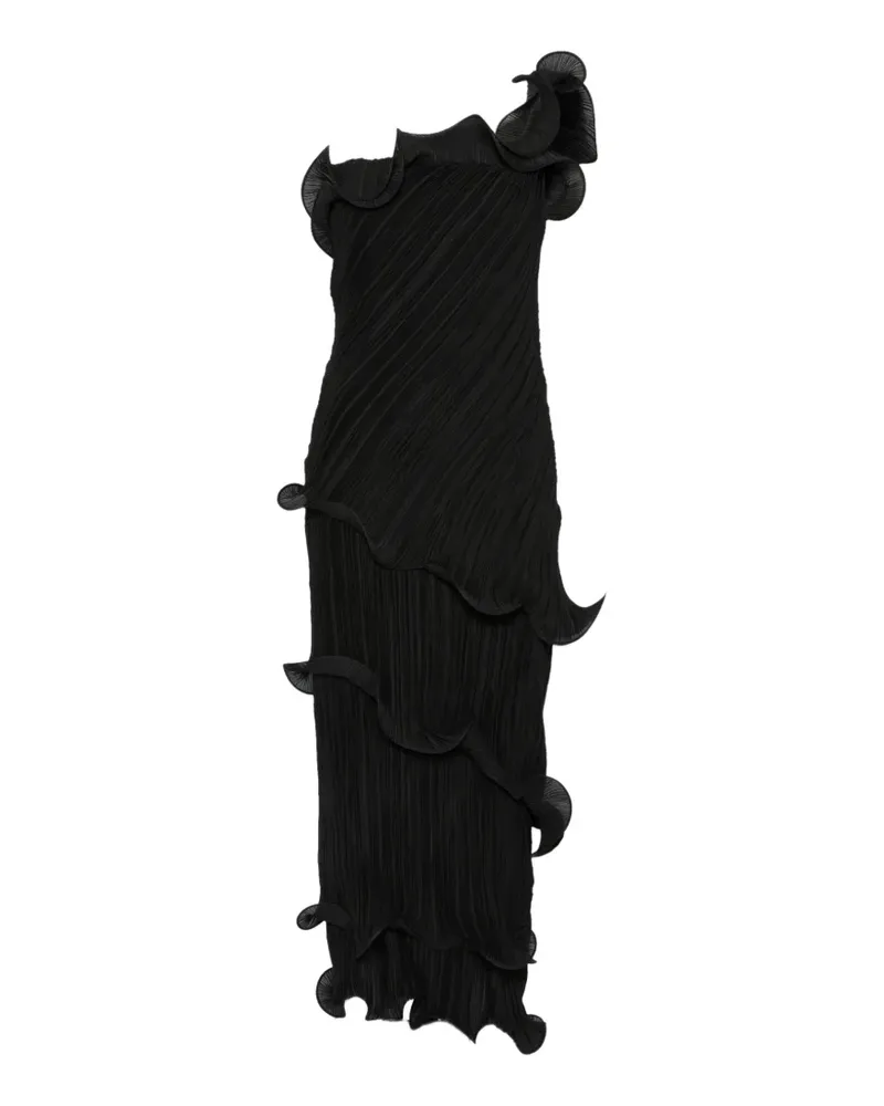 Cult Gaia Plissiertes One-Shoulder-Maxikleid - Schwarz Schwarz