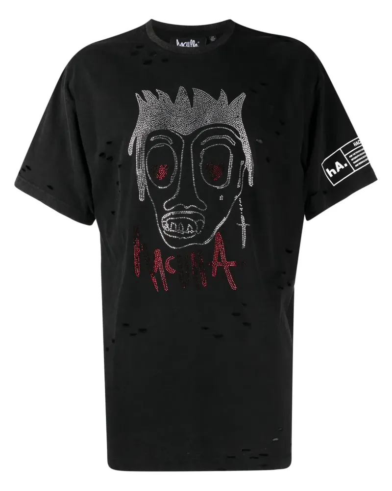 Haculla T-Shirt mit Heart Eyes for You-Applikation - Schwarz Schwarz