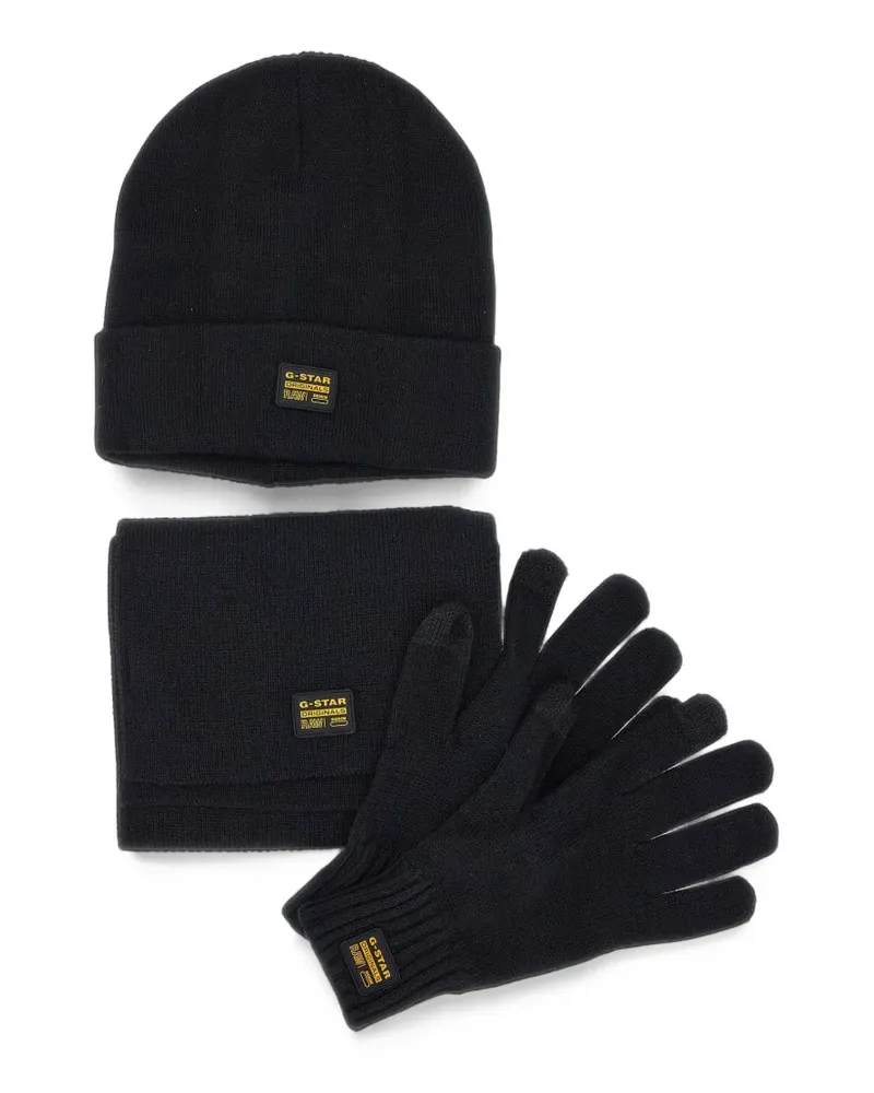G-STAR RAW logo-patch knit accessories set (set of three) - Schwarz Schwarz