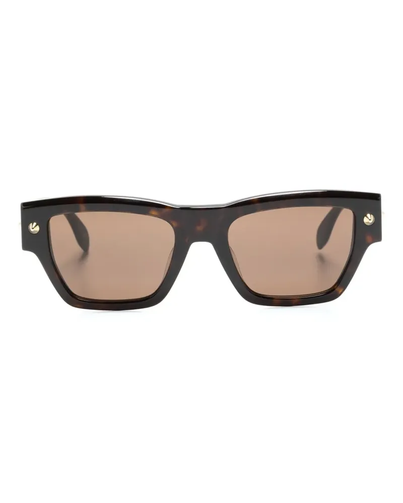 Alexander McQueen Eckige Sonnenbrille mit Nieten - Braun Braun