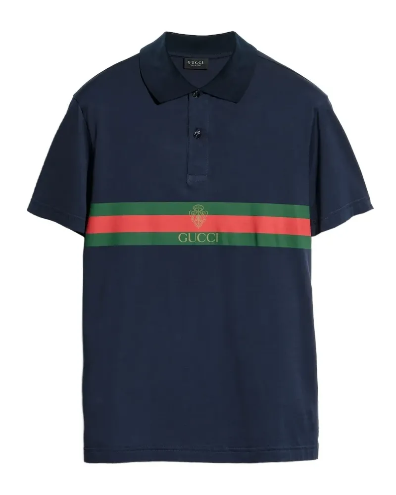 Gucci Logo-Poloshirt mit Webstreifen - Blau Blau